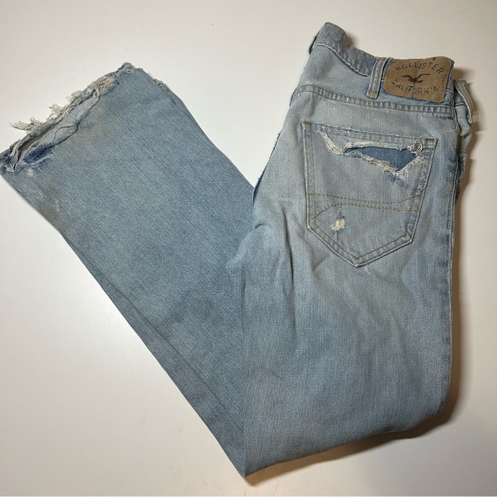 Vintage Y2K Hollister Men's Low Rise Slim Boot BOOMER 30 x 30 Light Blue Jeans